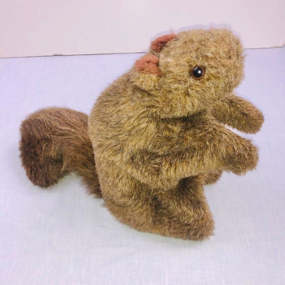Vintage Country Critters Brown Beaver Hand Puppet Plush Pretend Squeaky Nose